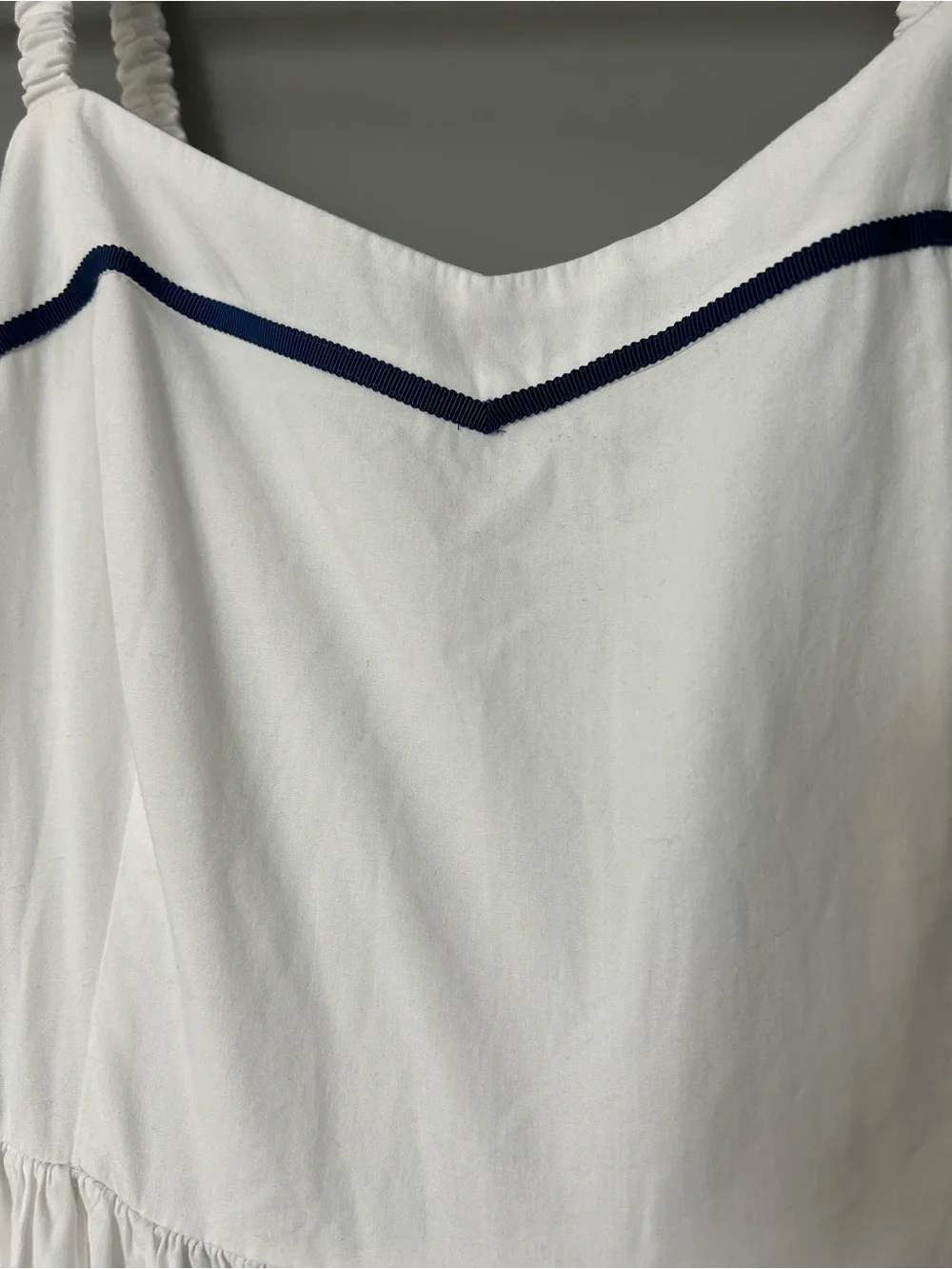 J. Crew White Midi Sundress with Navy Trim
